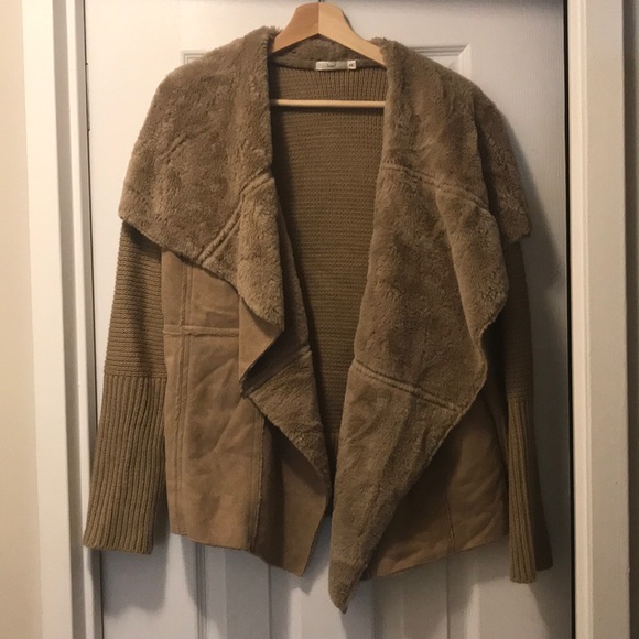 Light Brown Faux Fur Waterfall Cardigan (Size XL) - Picture 2 of 5